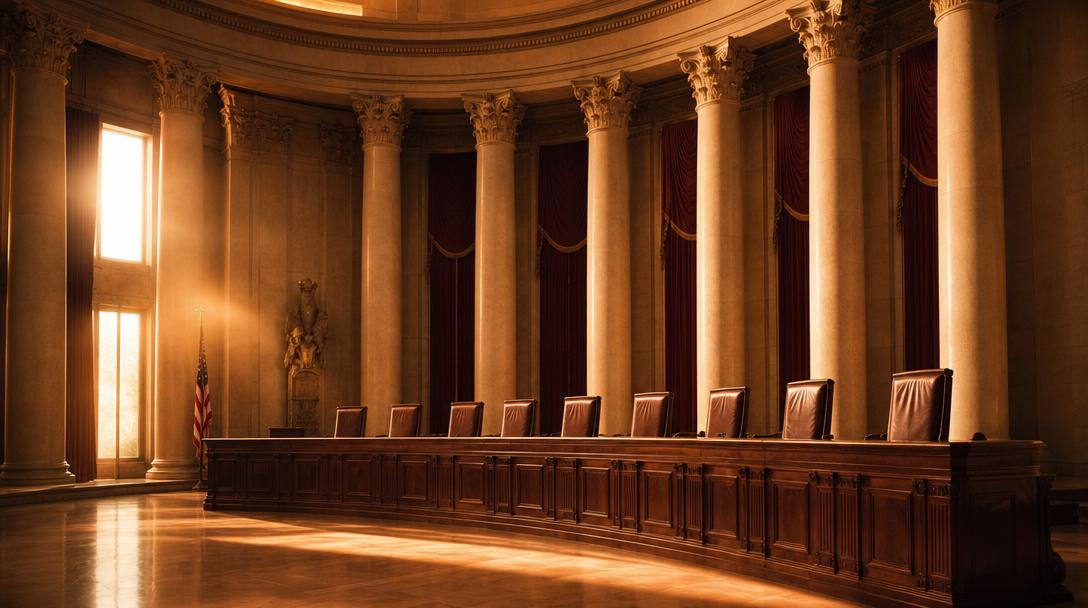 The grand interior of a supreme court chamber